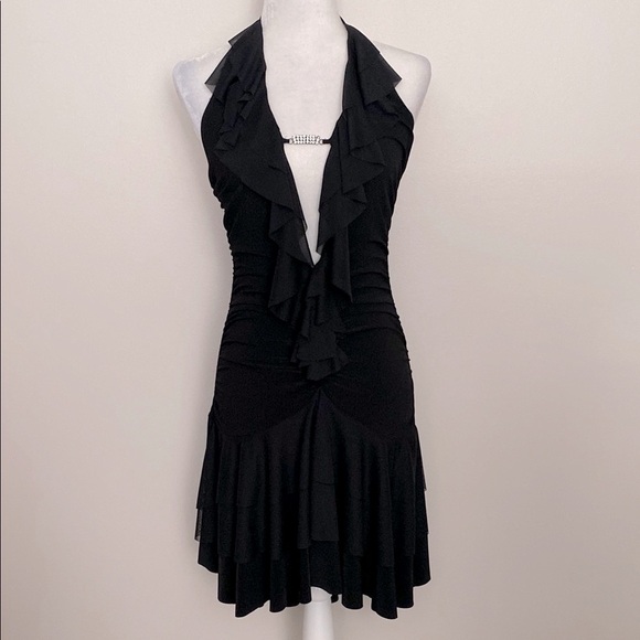 VENUS Dresses & Skirts - Vintage 90’s Venus black ruffle ruched bodycon mini dress